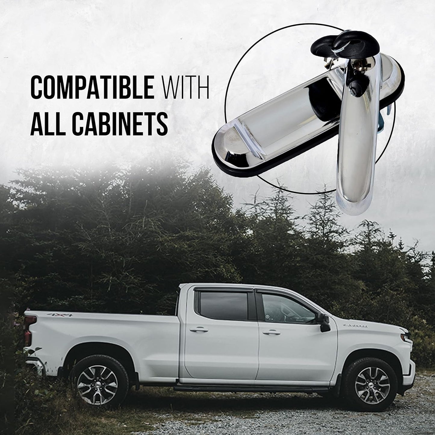 ROXFORM Stainless Steel Hardtop Canopy Tailgate Locking Handle - Scratch Proof and Glossy Type - Rear Door Lock Combinations - Fit for All European Trucks - Silver