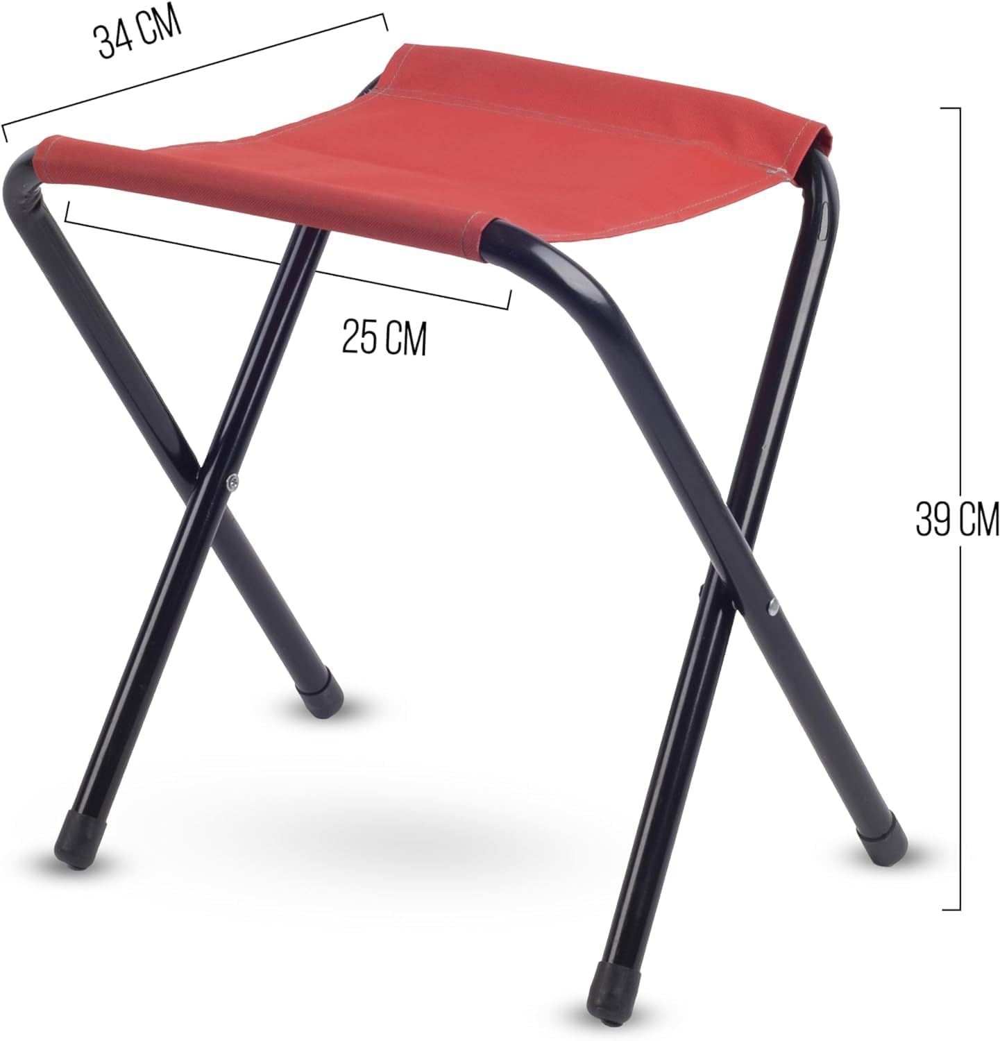 ROXFORM Foldable Camping Stool - Load Capacity up to 100 kg - Lightweight Stool for Adult with Stable Metal Foot - Portable Seat for Fishing Hiking Beach BBQ Picnic & Travel - Red - Pack of 2