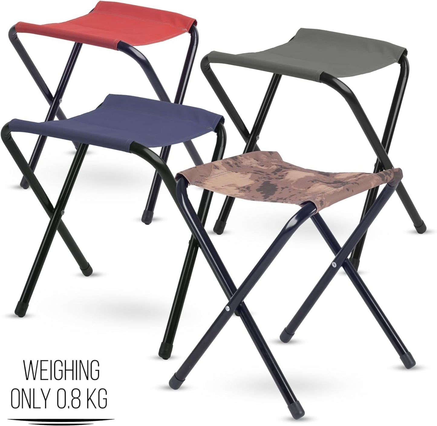 ROXFORM Foldable Camping Stool - Load Capacity up to 100 kg - Lightweight Stool for Adult with Stable Metal Foot - Portable Seat for Fishing Hiking Beach BBQ Picnic & Travel - Red - Pack of 2